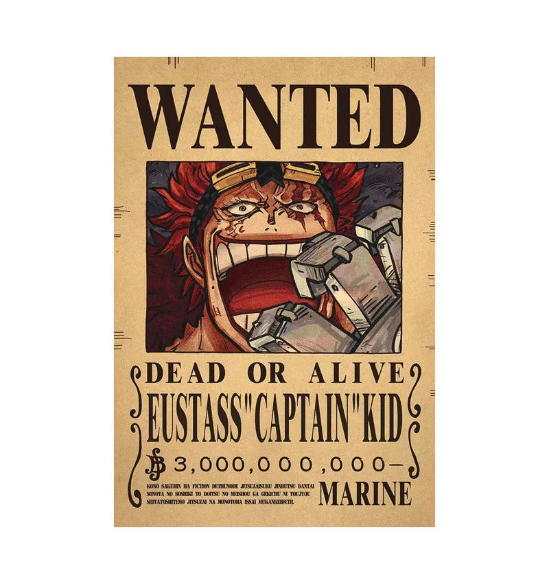 One Piece Bounty posters with many characters available, like Luffy, Zoro, Sanji, Nami, Trafalgar Law, Edward Newgate "Whitebeard" and many more!