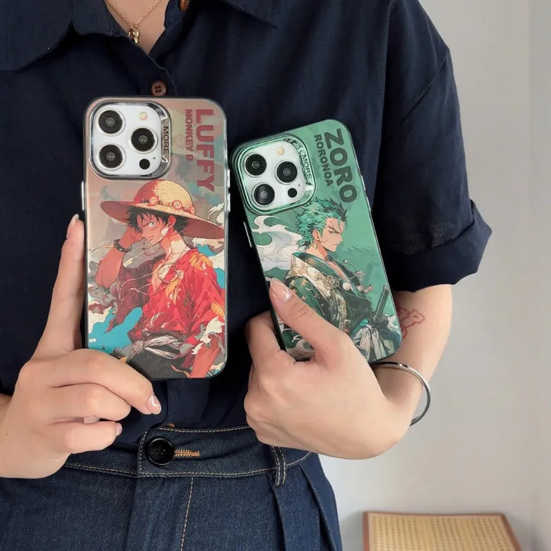One Piece cool Iphone cases with Zoro and Luffy characters