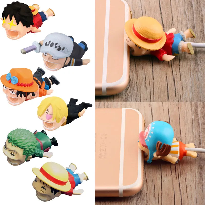 One Piece phone cable charger protector to protect your cable charger from damages, avaialble with the shape of many one piece characters like Zoro, Sanji, Luffy, Chopper, Ace and Trafalgar Law.